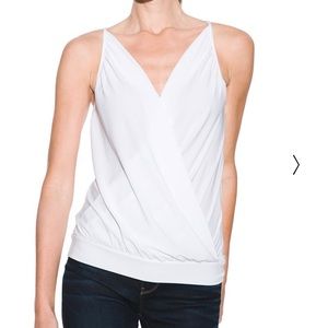 WHBM Outlet White Sleeveless Wrap Date Top